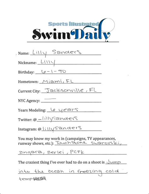 lily sandders leaked|Sports Illustrated Swimsuit 2016 Casting Call: Lilly Sanders